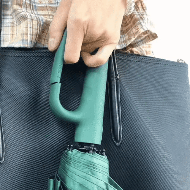 Parapluie pliant automatique résistant au vent avec poignée à grande boucle – compact et durable