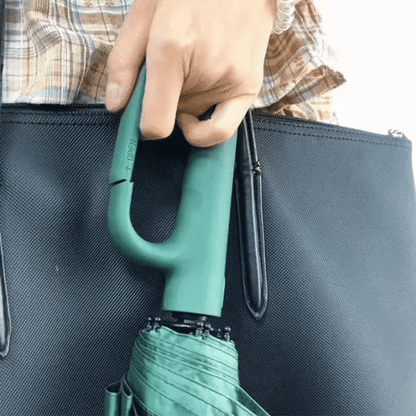 Parapluie pliant automatique résistant au vent avec poignée à grande boucle – compact et durable