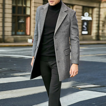 Pardessus long à simple boutonnage pour homme