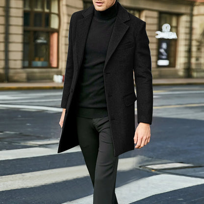 Pardessus long à simple boutonnage pour homme