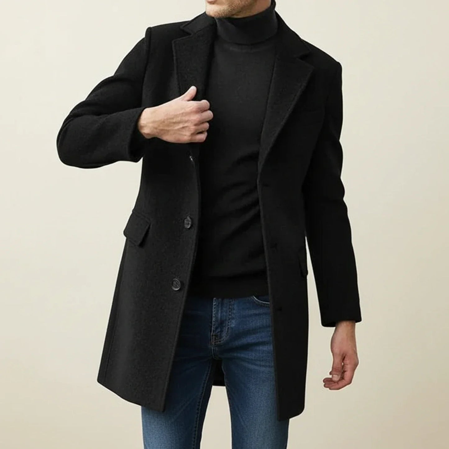 Pardessus long d’hiver classique pour homme
