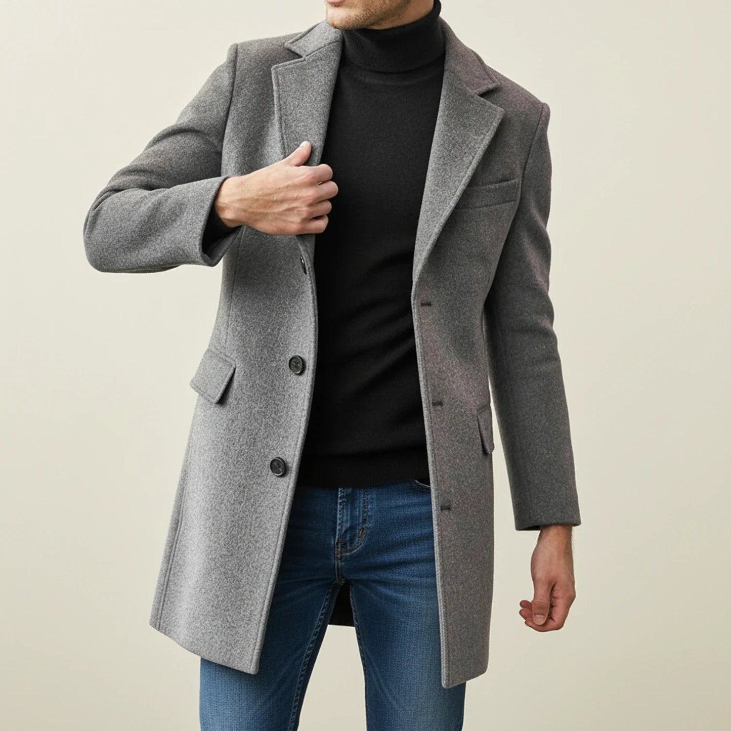 Pardessus long d’hiver classique pour homme