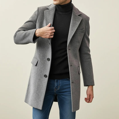 Pardessus long d’hiver classique pour homme