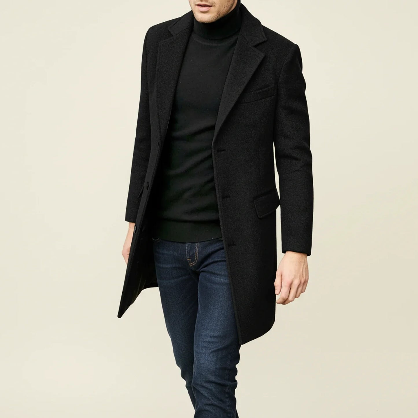 Pardessus long d’hiver classique pour homme