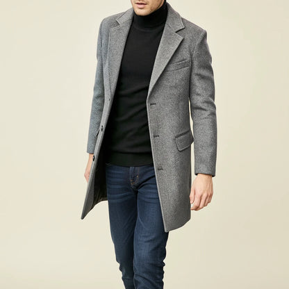 Pardessus long d’hiver classique pour homme