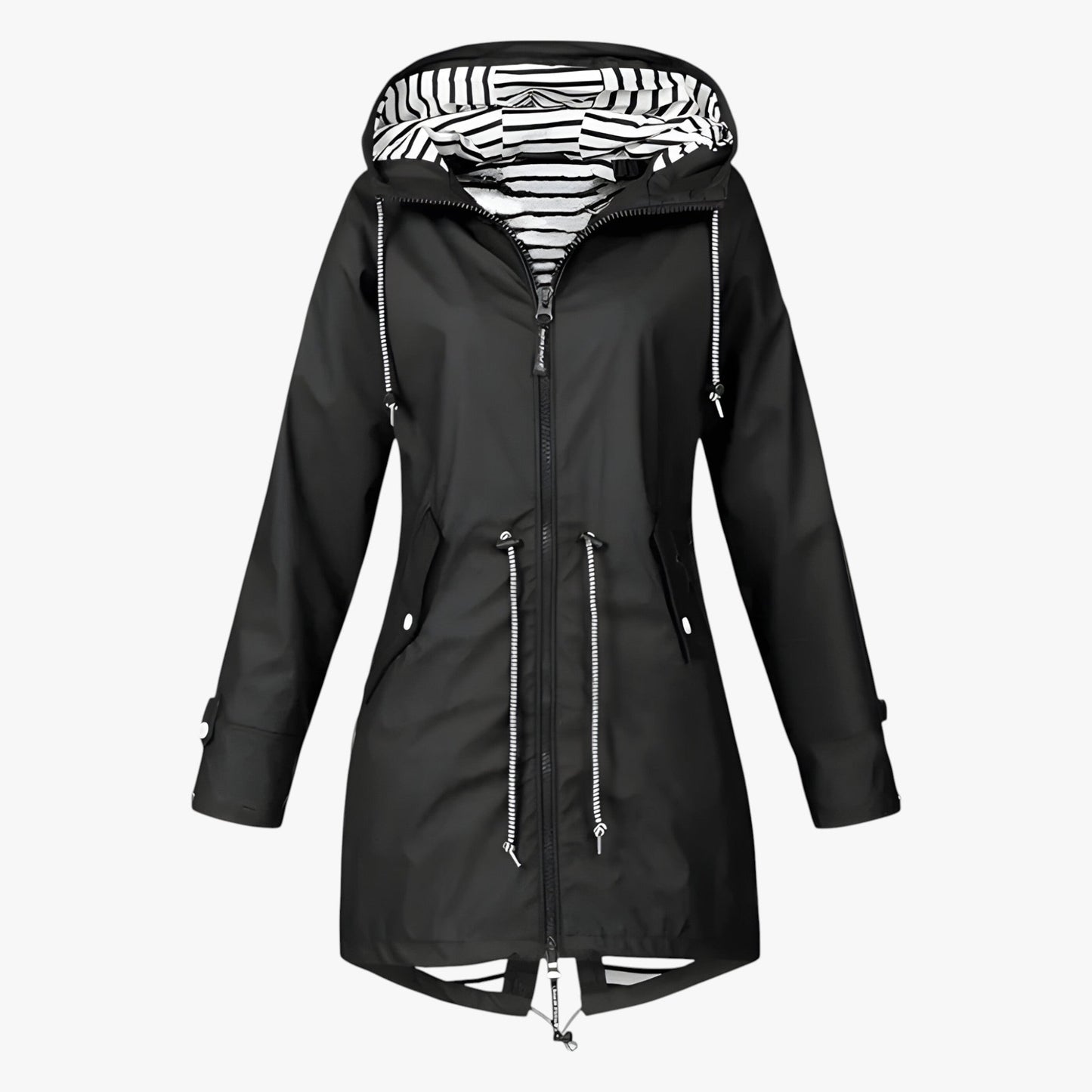 Parka d'hiver imperméable, coupe ajustable, doublure de capuche rayée et isolation thermique