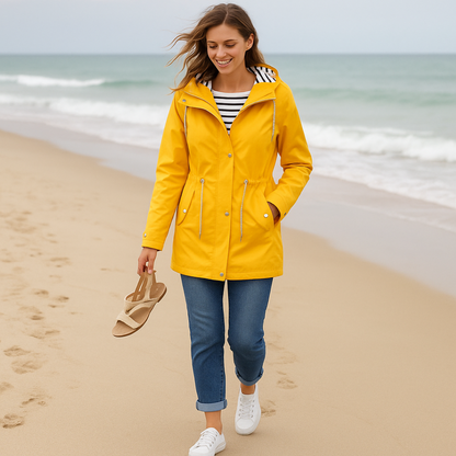 Parka d'hiver imperméable, coupe ajustable, doublure de capuche rayée et isolation thermique