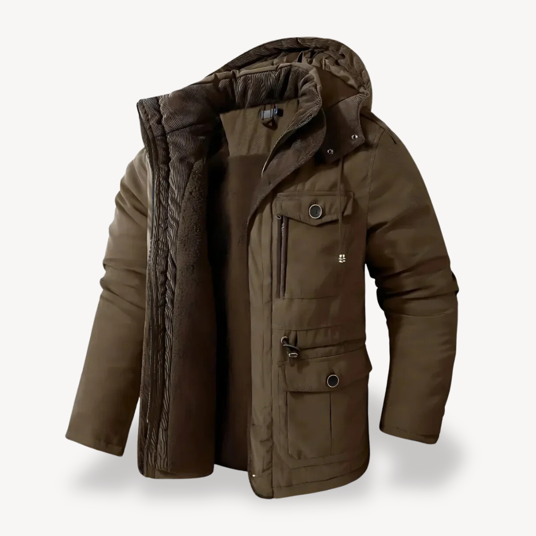 Parka d’hiver imperméable pour homme avec capuche doublée