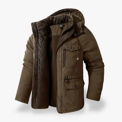 Parka d’hiver imperméable pour homme avec capuche doublée