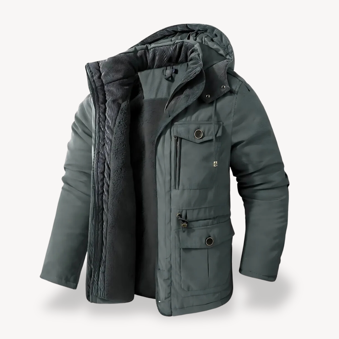 Parka d’hiver imperméable pour homme avec capuche doublée