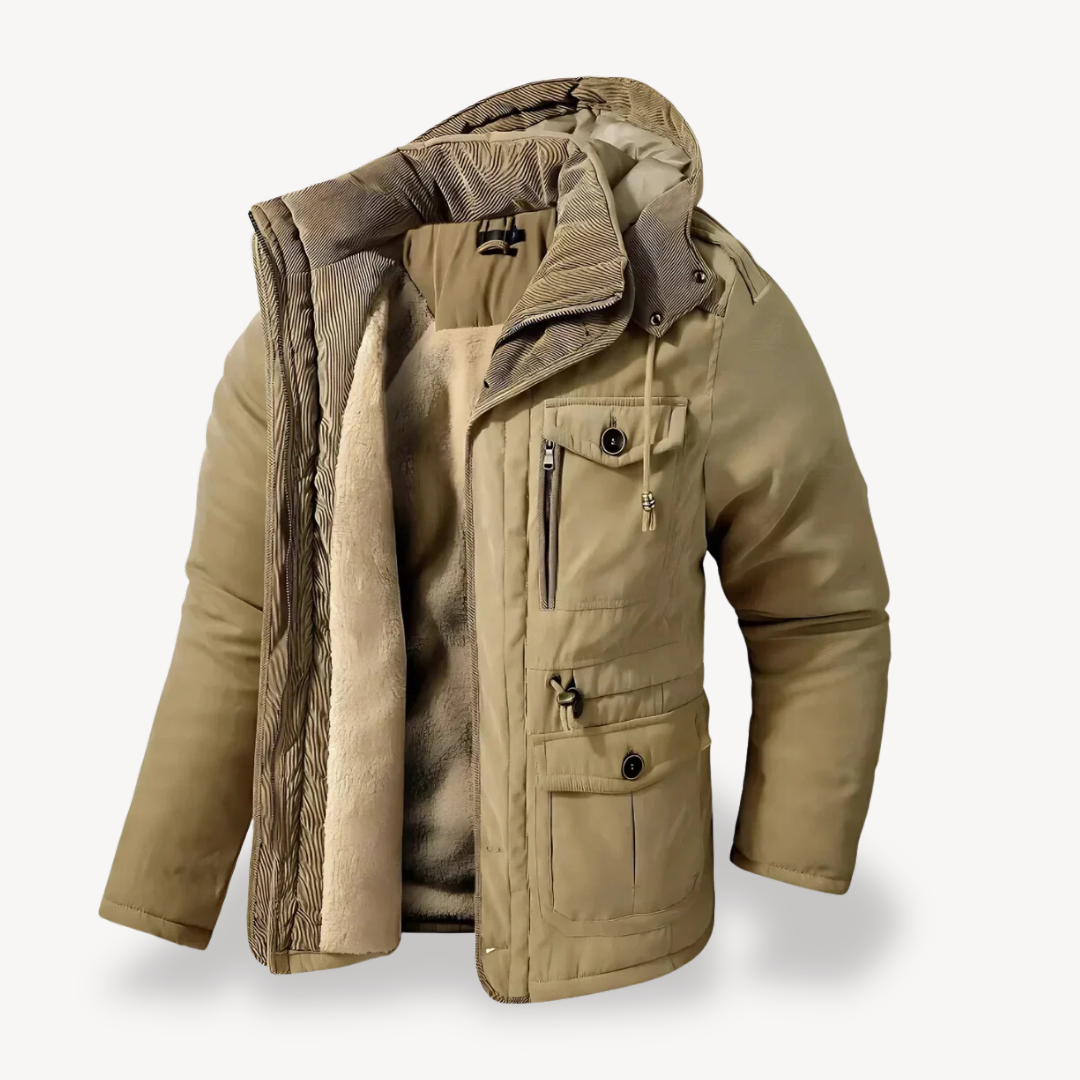 Parka d’hiver imperméable pour homme avec capuche doublée