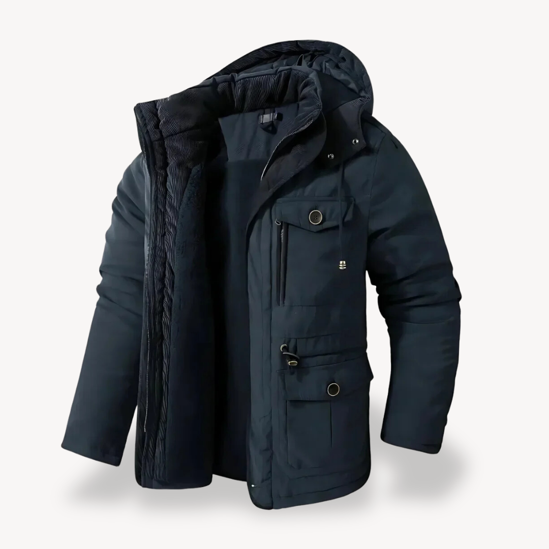 Parka d’hiver imperméable pour homme avec capuche doublée