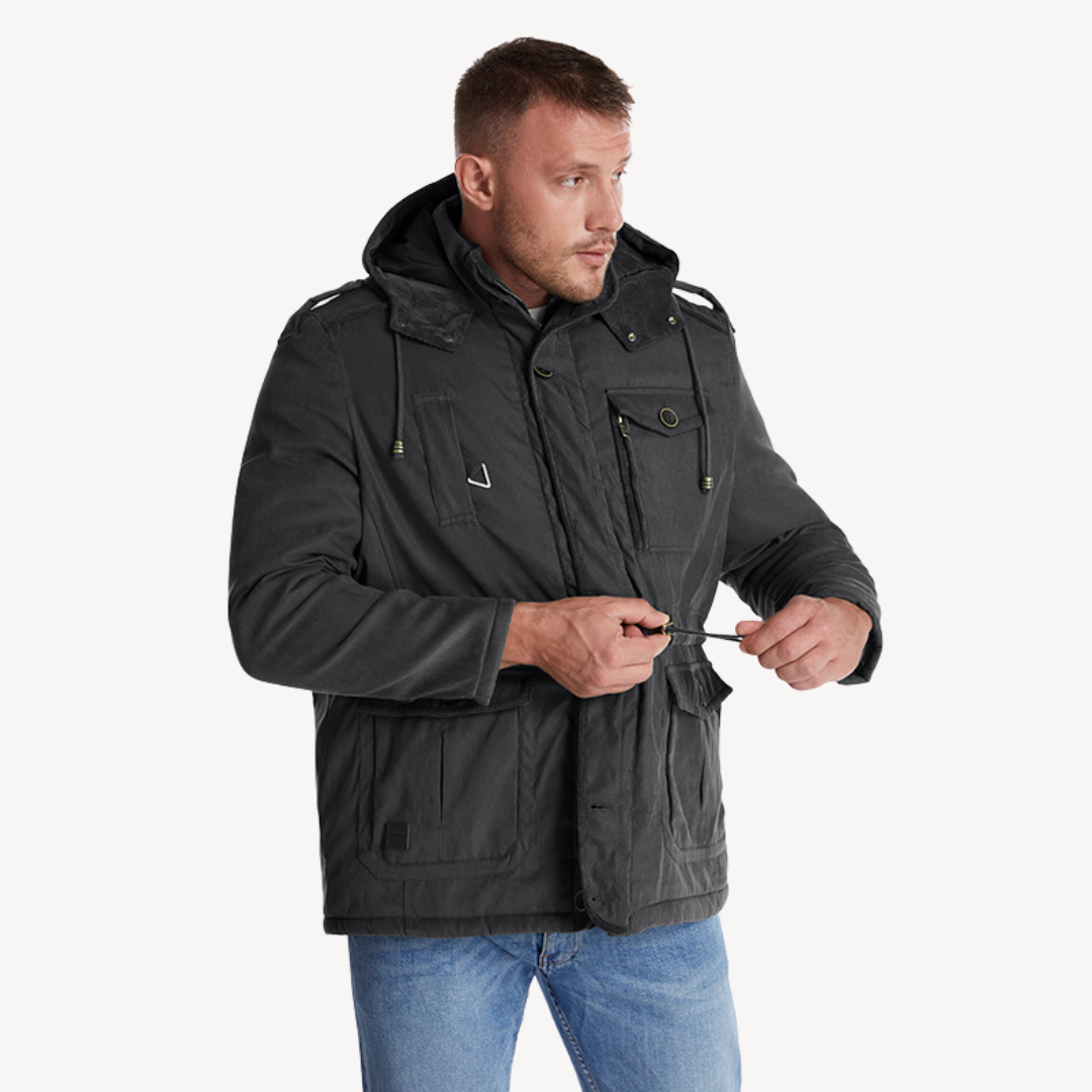 Parka d’hiver imperméable pour homme avec capuche doublée