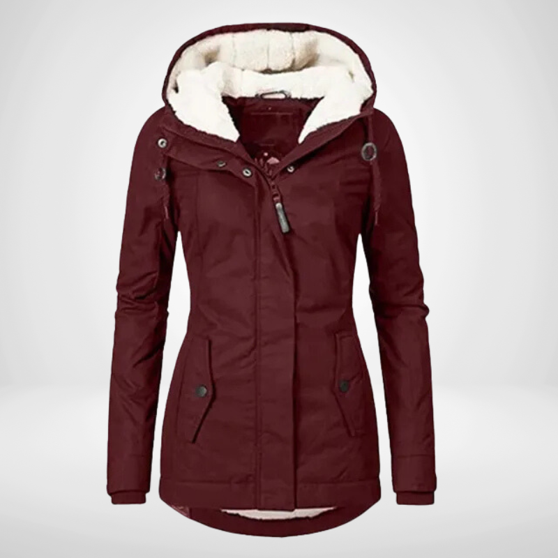 Parka femme à capuche doublée en polaire