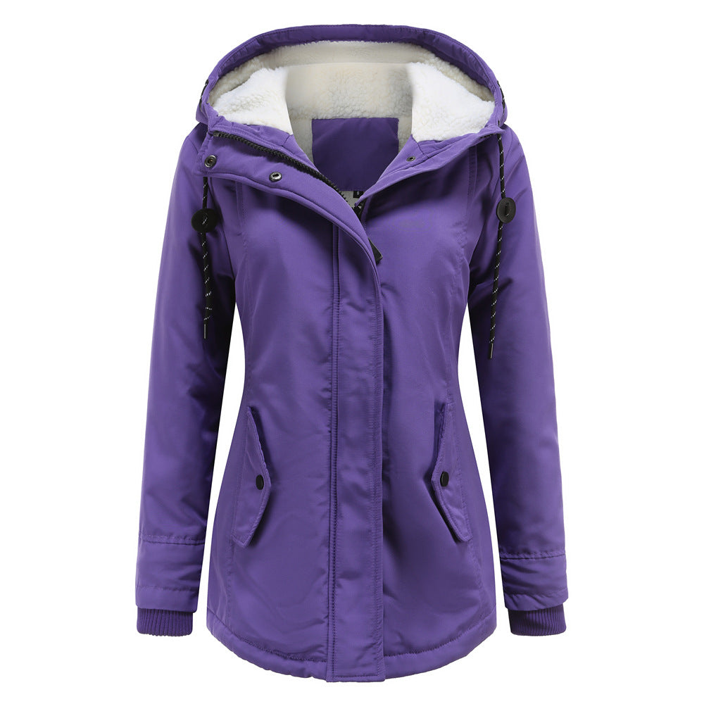 Parka femme à capuche doublée en polaire
