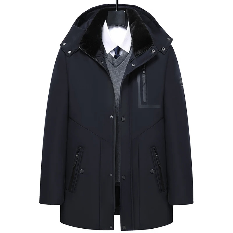 Parka homme chaude à capuche amovible - hiver