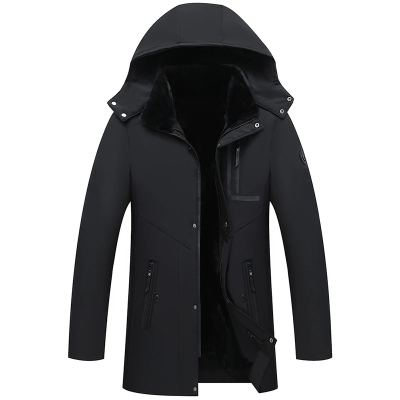Parka homme chaude à capuche amovible - hiver