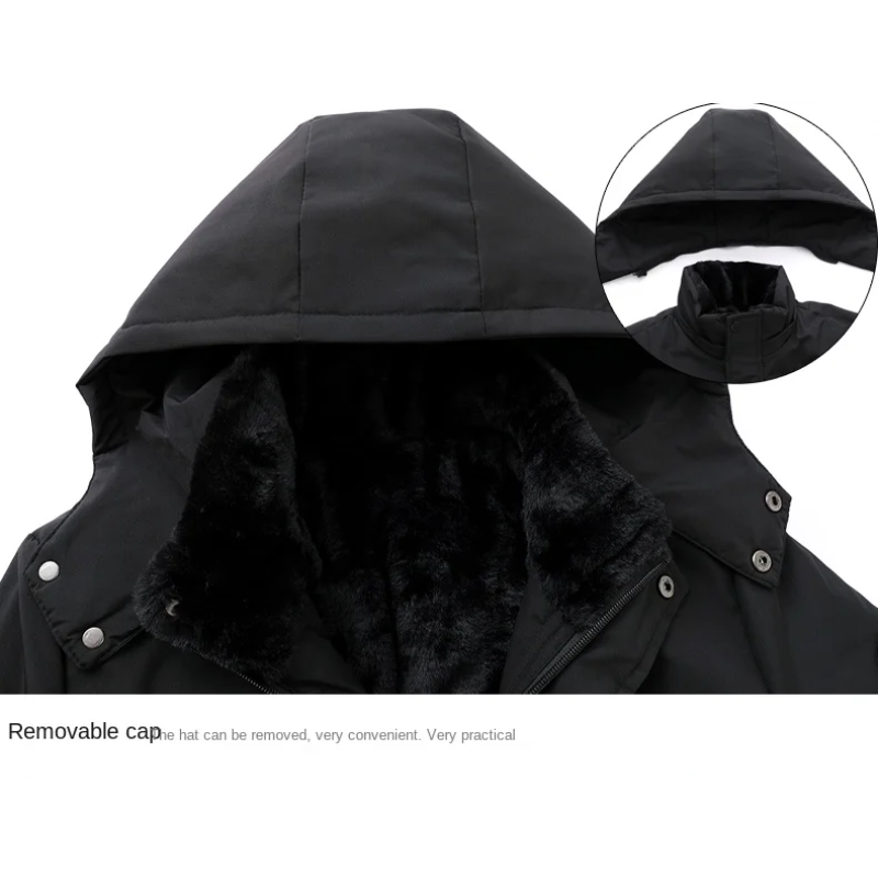 Parka homme chaude à capuche amovible - hiver