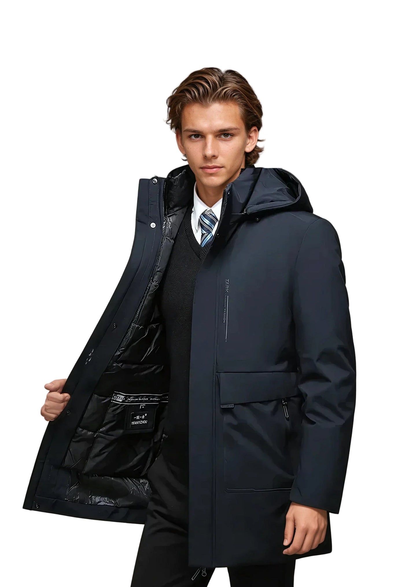Parka homme d’hiver à capuche avec poches