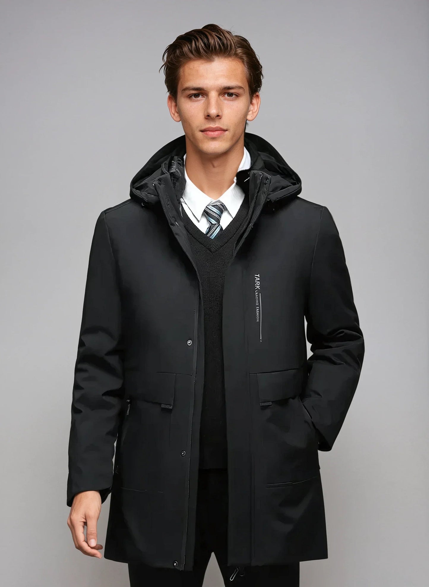 Parka homme d’hiver à capuche avec poches