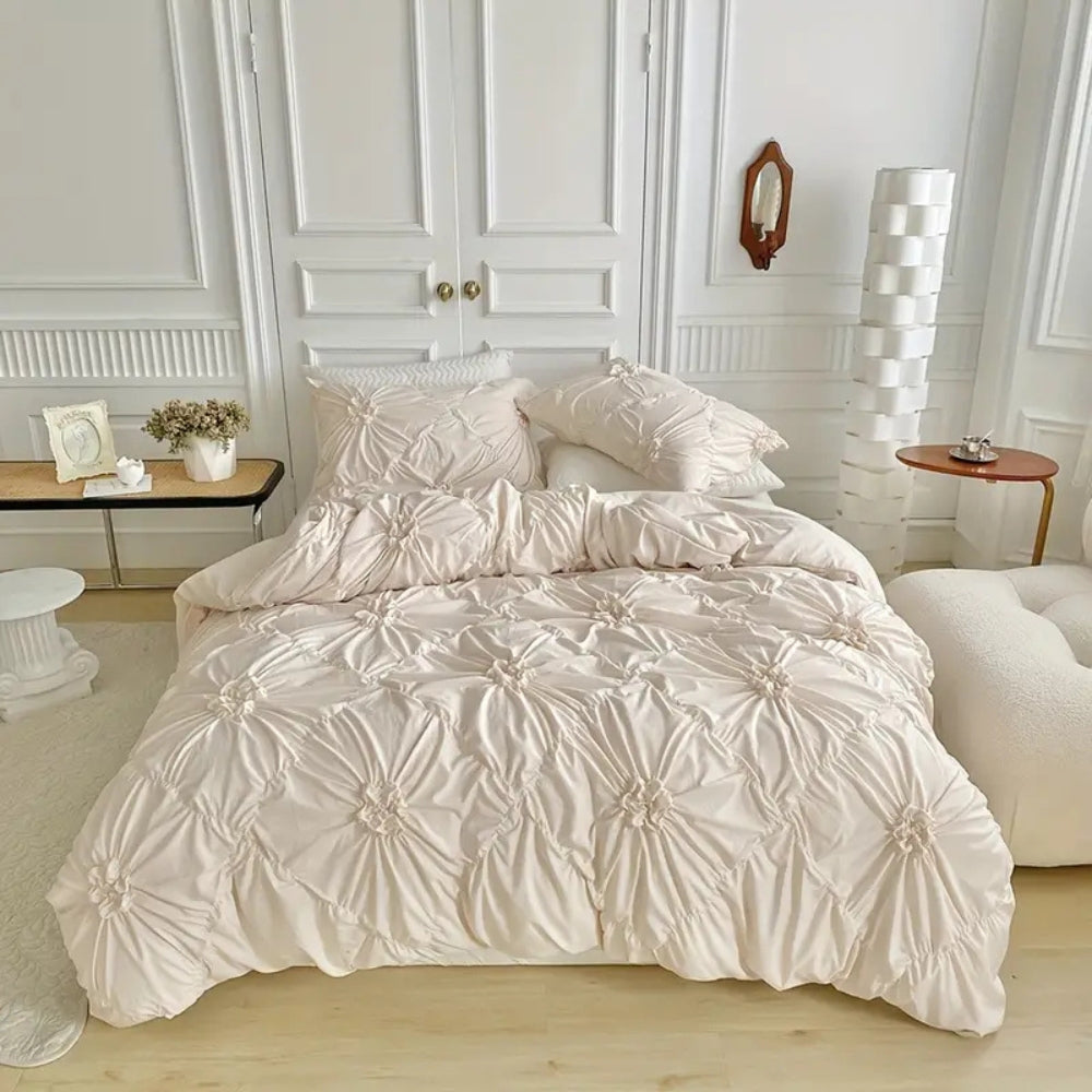 Parure de couette de luxe à plis pincés