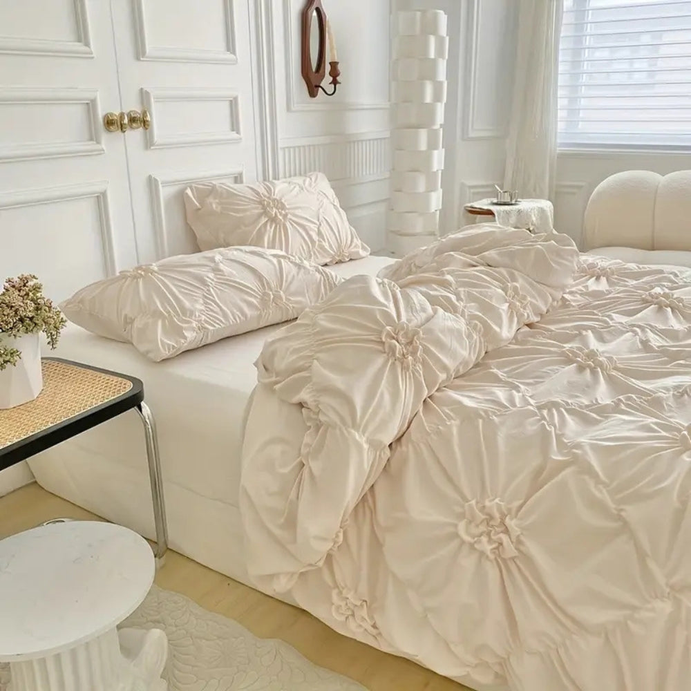 Parure de couette de luxe à plis pincés