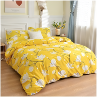 Parure de housse de couette 3 pièces fleur jaune
