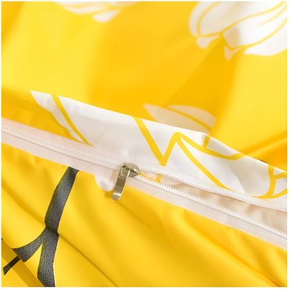 Parure de housse de couette 3 pièces fleur jaune