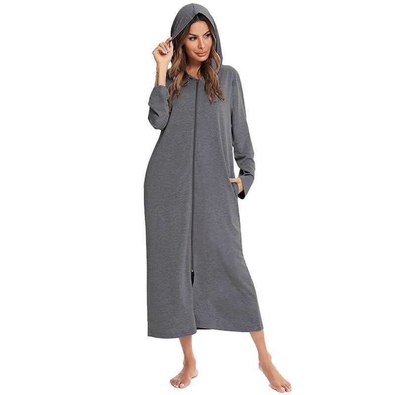 Peignoir à capuche zippé pour un confort douillet