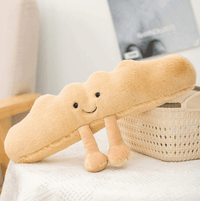 Peluche en forme de croissant, compagnon doux à câliner pour enfants et adultes, brun et crème, faite main