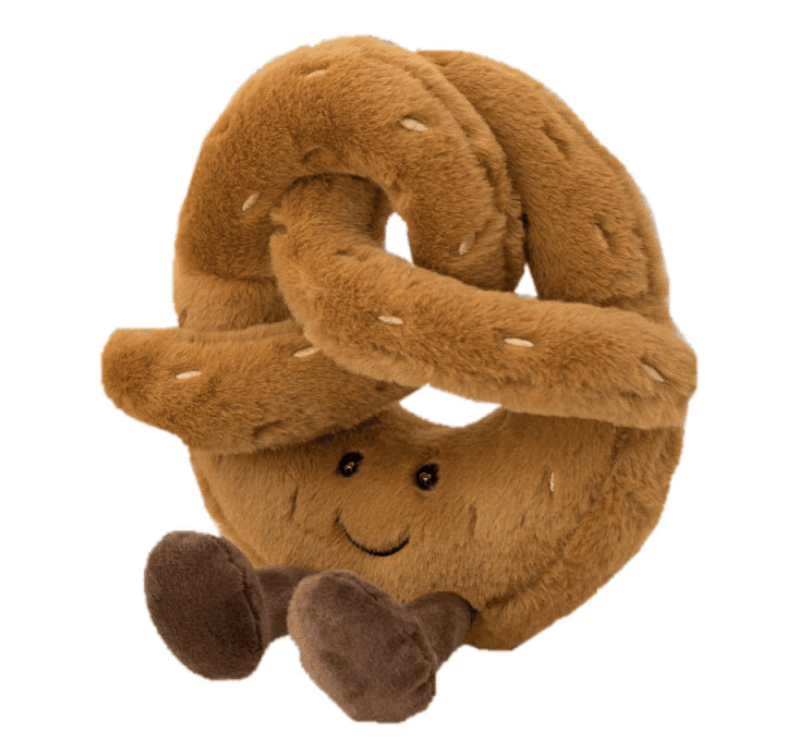 Peluche en forme de croissant, compagnon doux à câliner pour enfants et adultes, brun et crème, faite main