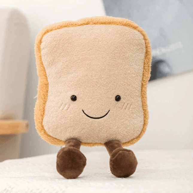 Peluche en forme de croissant, compagnon doux à câliner pour enfants et adultes, brun et crème, faite main