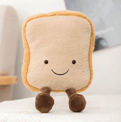 Peluche en forme de croissant, compagnon doux à câliner pour enfants et adultes, brun et crème, faite main