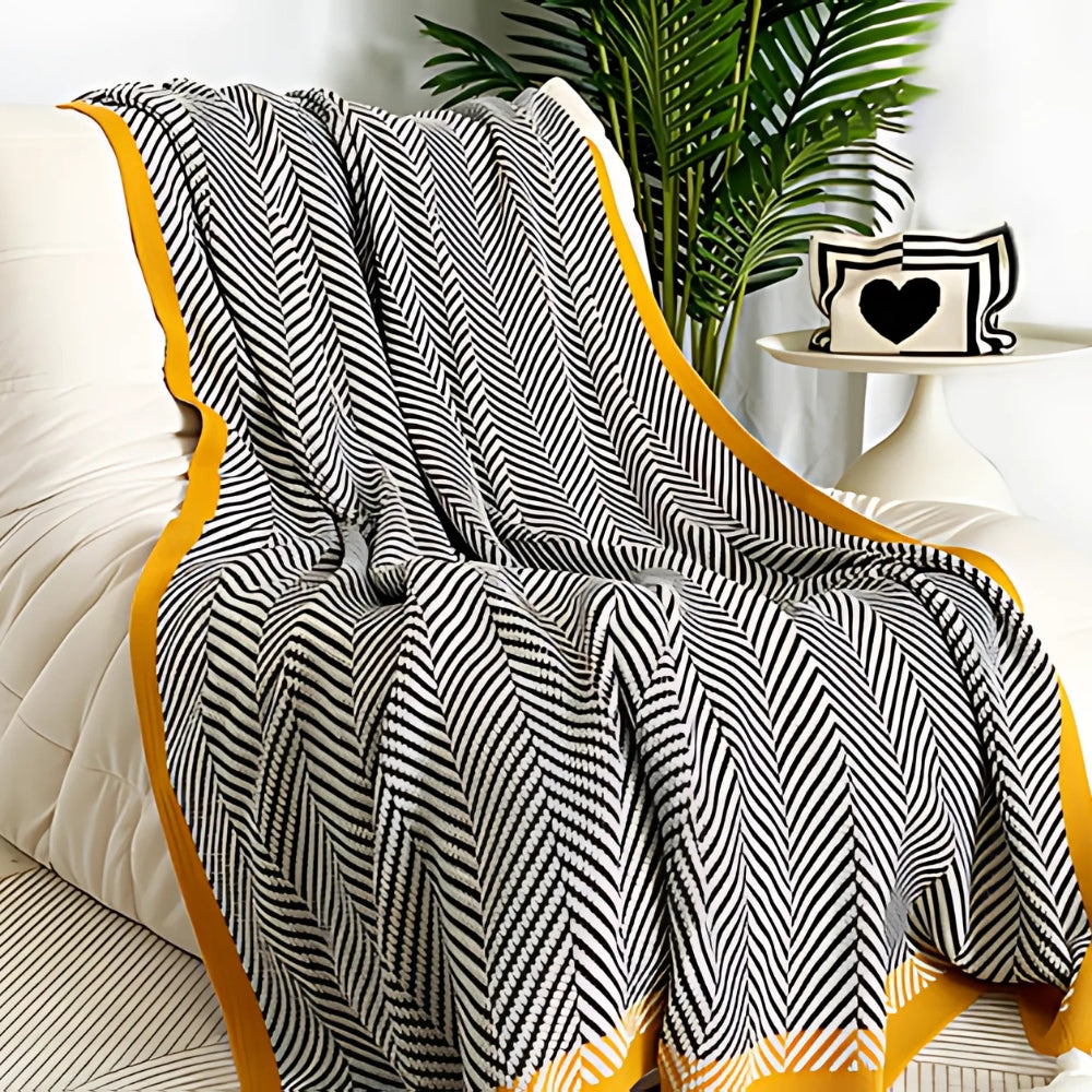 Plaid de luxe à chevrons dorés