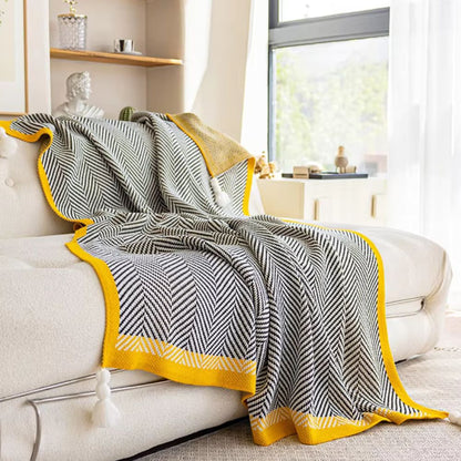 Plaid de luxe à chevrons dorés