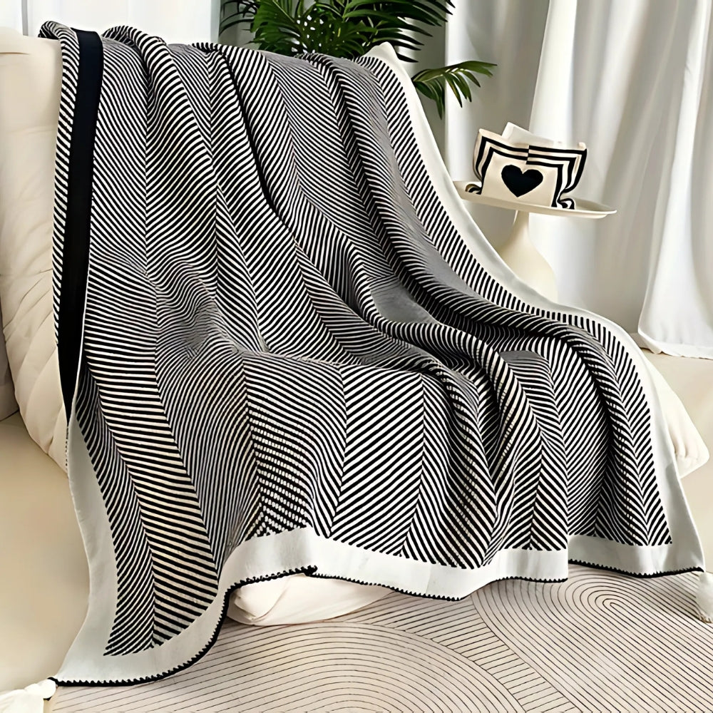 Plaid de luxe à chevrons dorés
