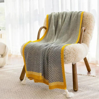 Plaid de luxe à chevrons dorés
