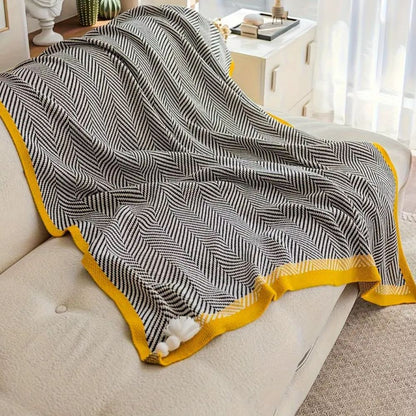 Plaid de luxe à chevrons dorés