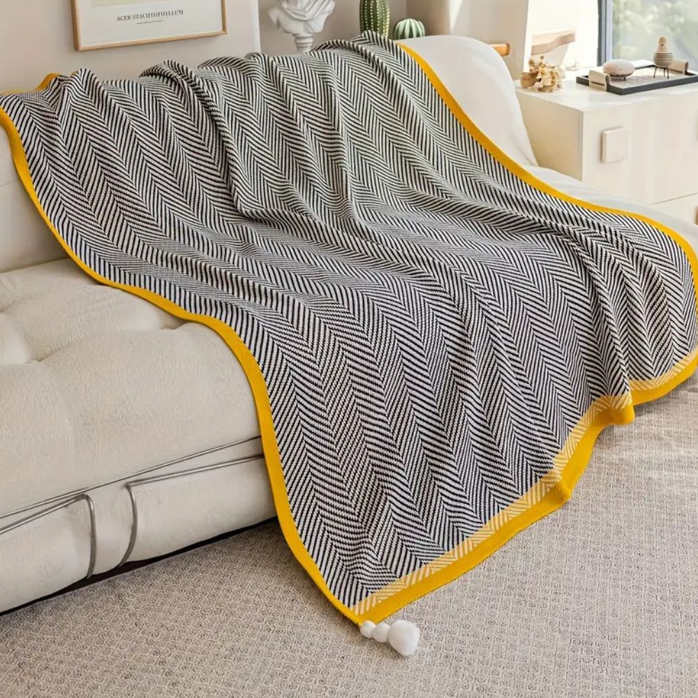 Plaid de luxe à chevrons dorés
