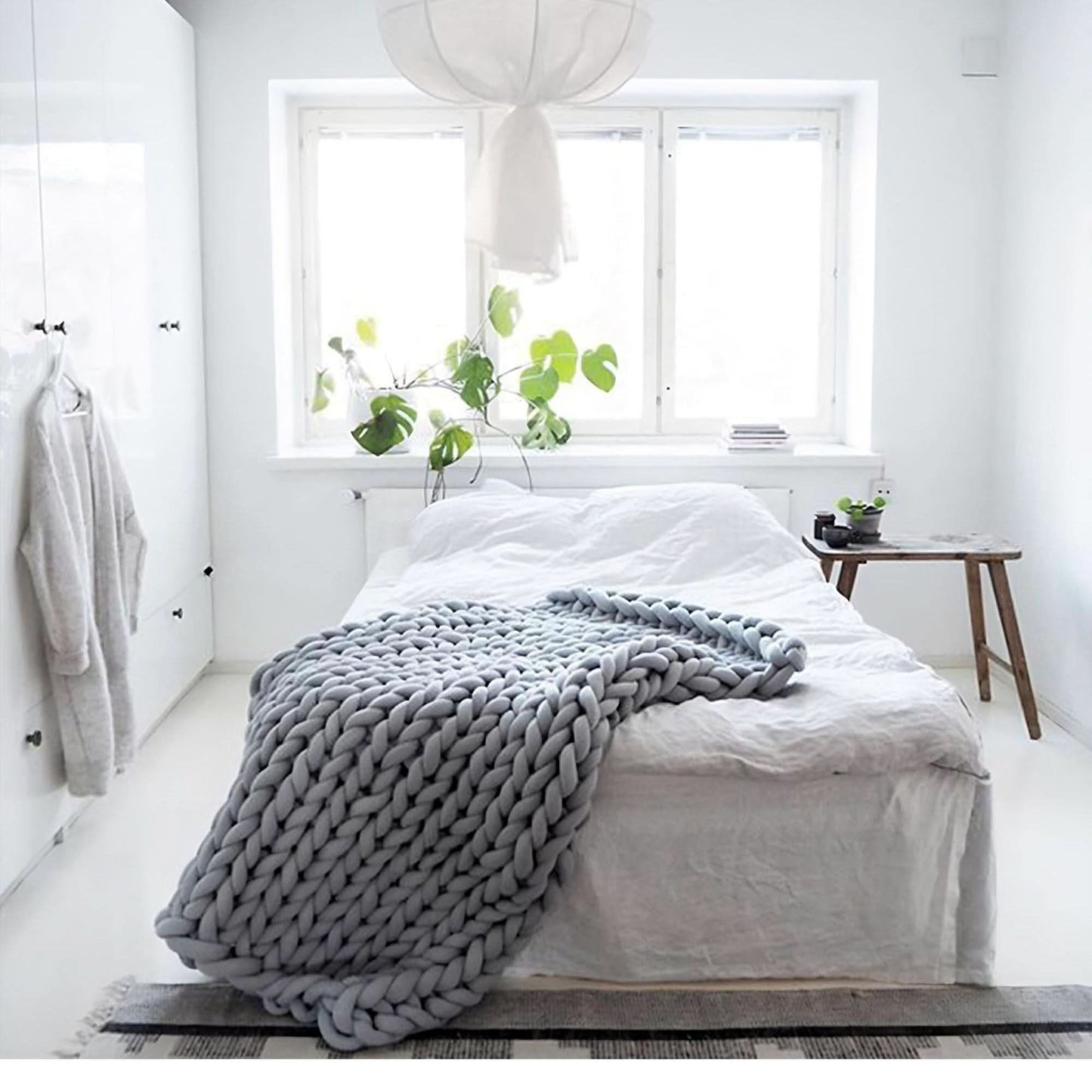 Plaid en grosse maille pour canapé ou lit