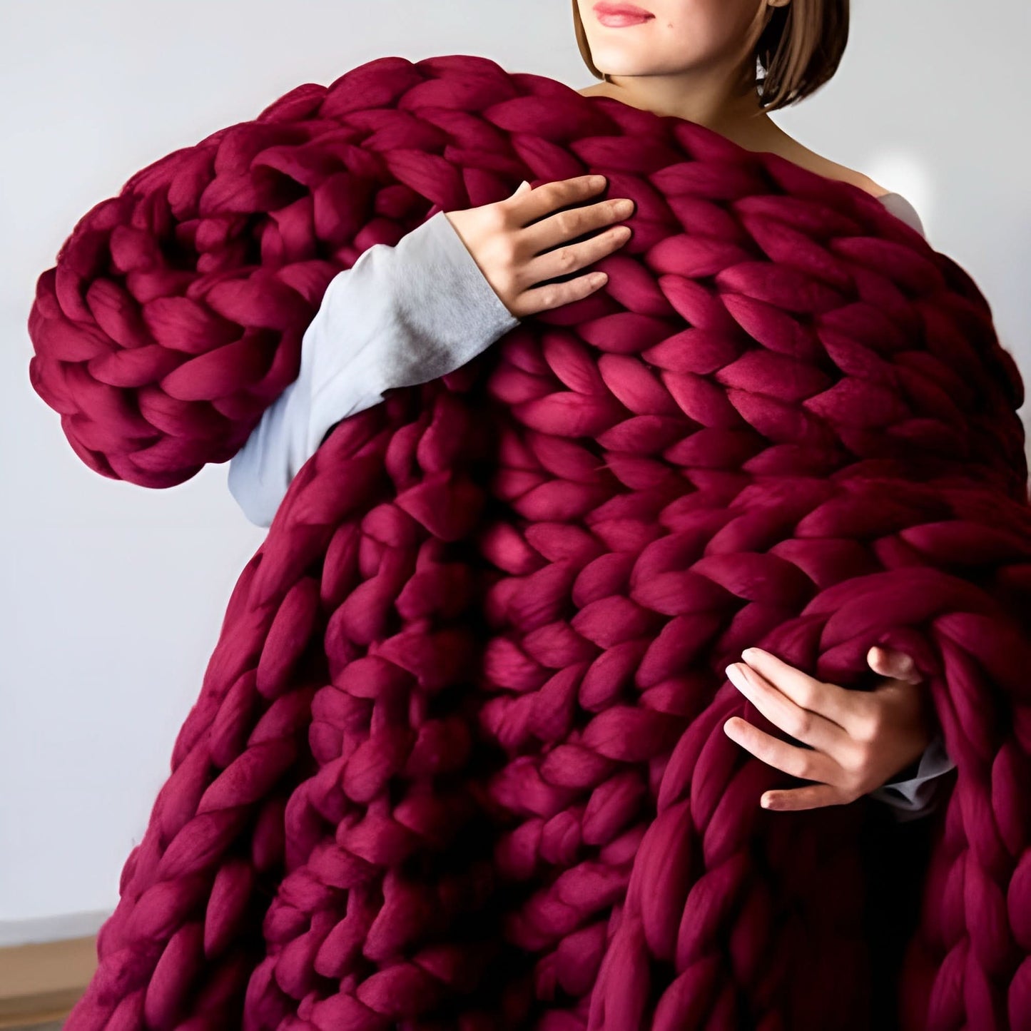 Plaid en grosse maille pour canapé ou lit
