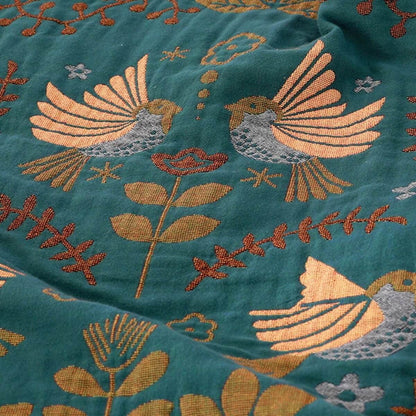 Plaid réversible à motifs d’oiseaux scandinaves – douillet et polyvalent pour toutes les saisons