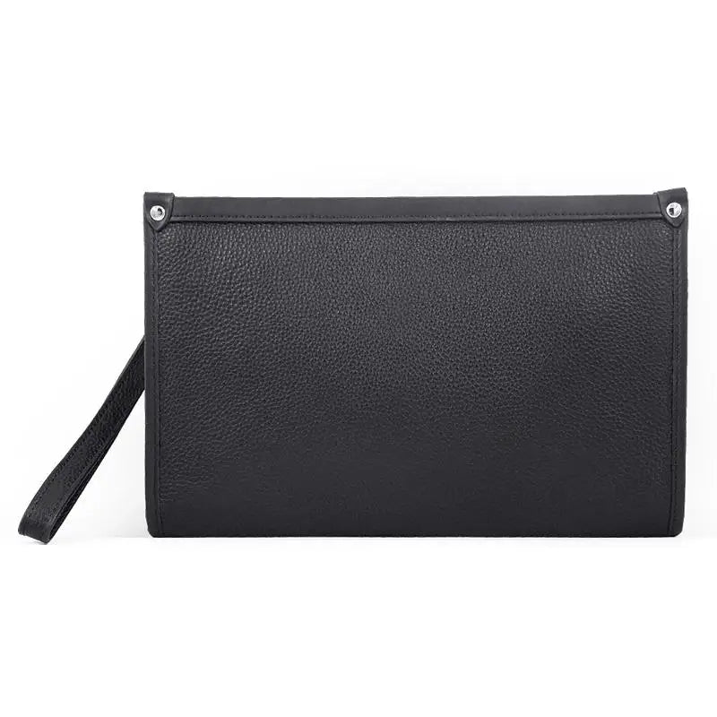 Pochette d’affaires pour homme en cuir véritable avec serrure à empreinte digitale – noir