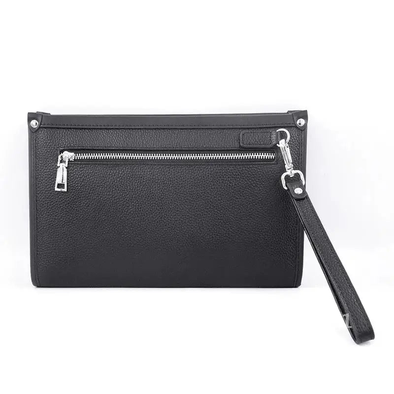 Pochette d’affaires pour homme en cuir véritable avec serrure à empreinte digitale – noir