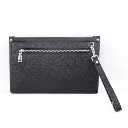Pochette d’affaires pour homme en cuir véritable avec serrure à empreinte digitale – noir