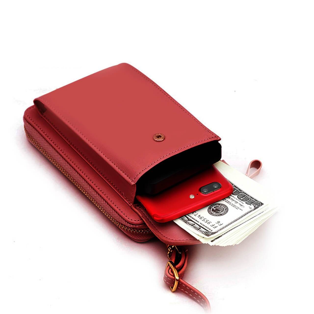 Pochette-portefeuille pour téléphone à bandoulière pour femme
