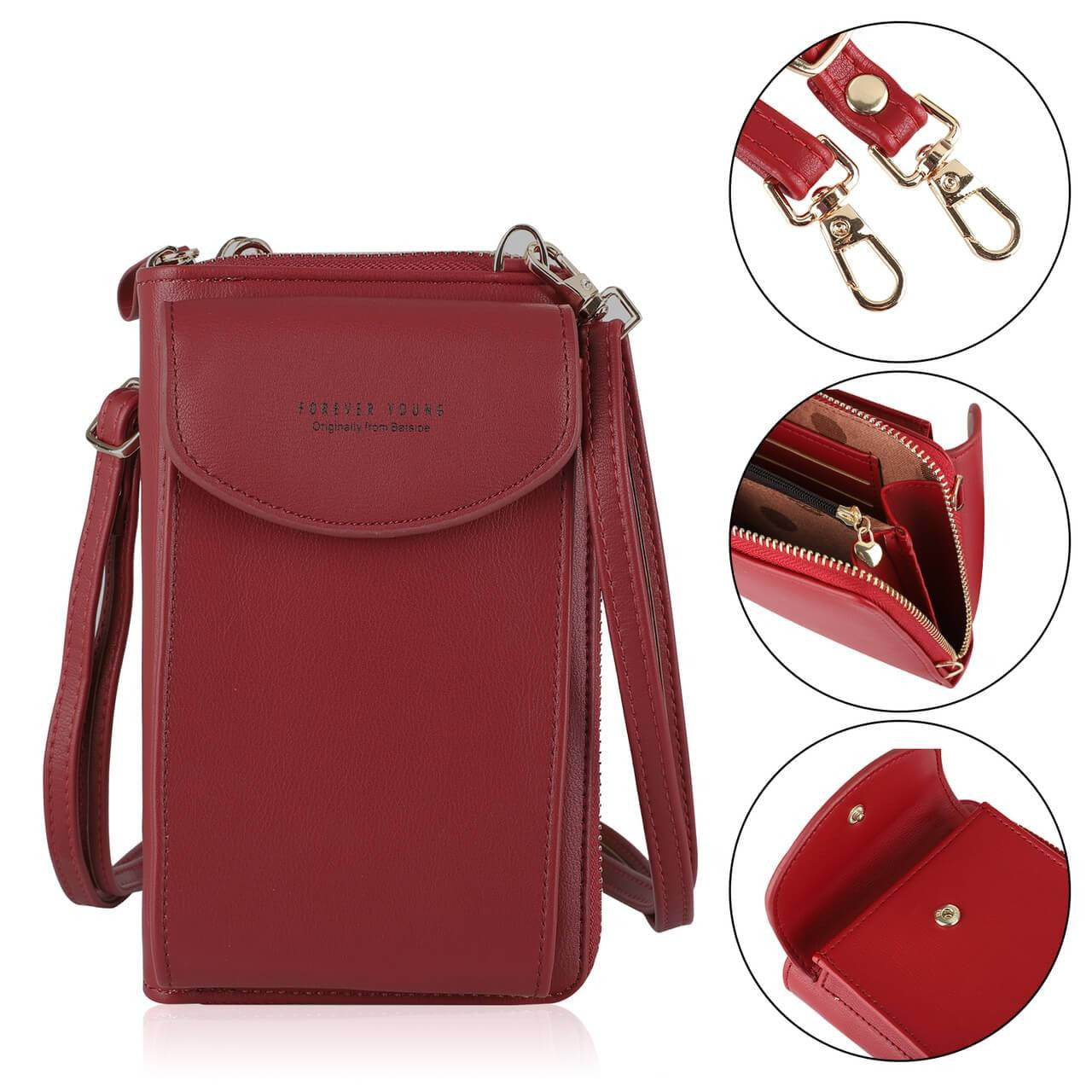 Pochette-portefeuille pour téléphone à bandoulière pour femme