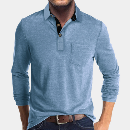 Polo à manches longues pour homme avec poche poitrine