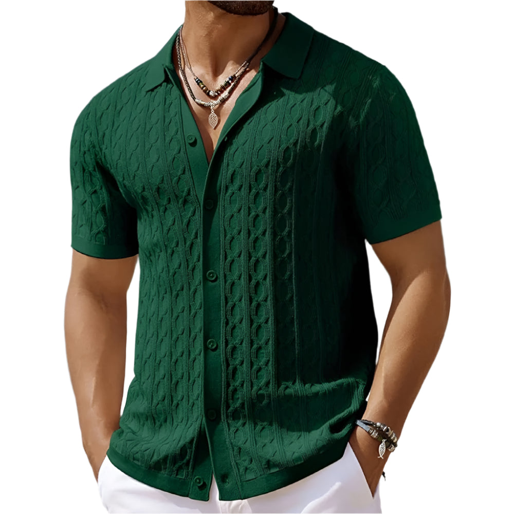 Polo en maille jacquard rétro et stylé pour homme