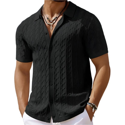 Polo en maille jacquard rétro et stylé pour homme